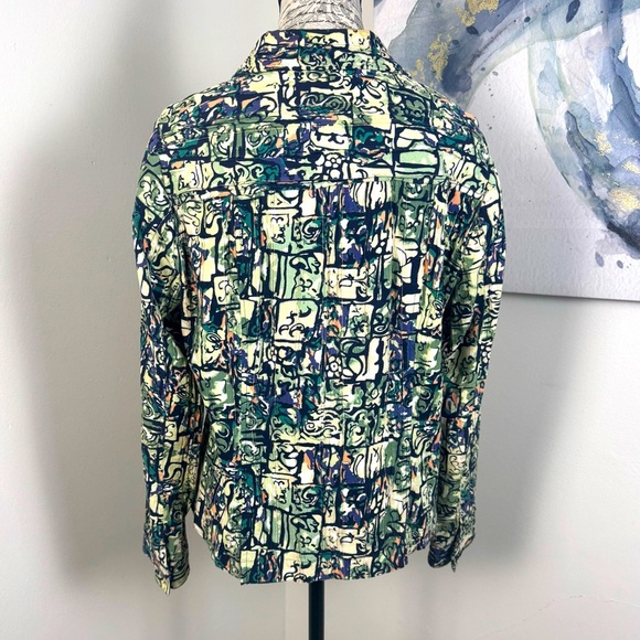 Christopher & Banks Multicolor Abstract Button Down, Two Side pocket Shirt Siz M - Picture 5 of 10